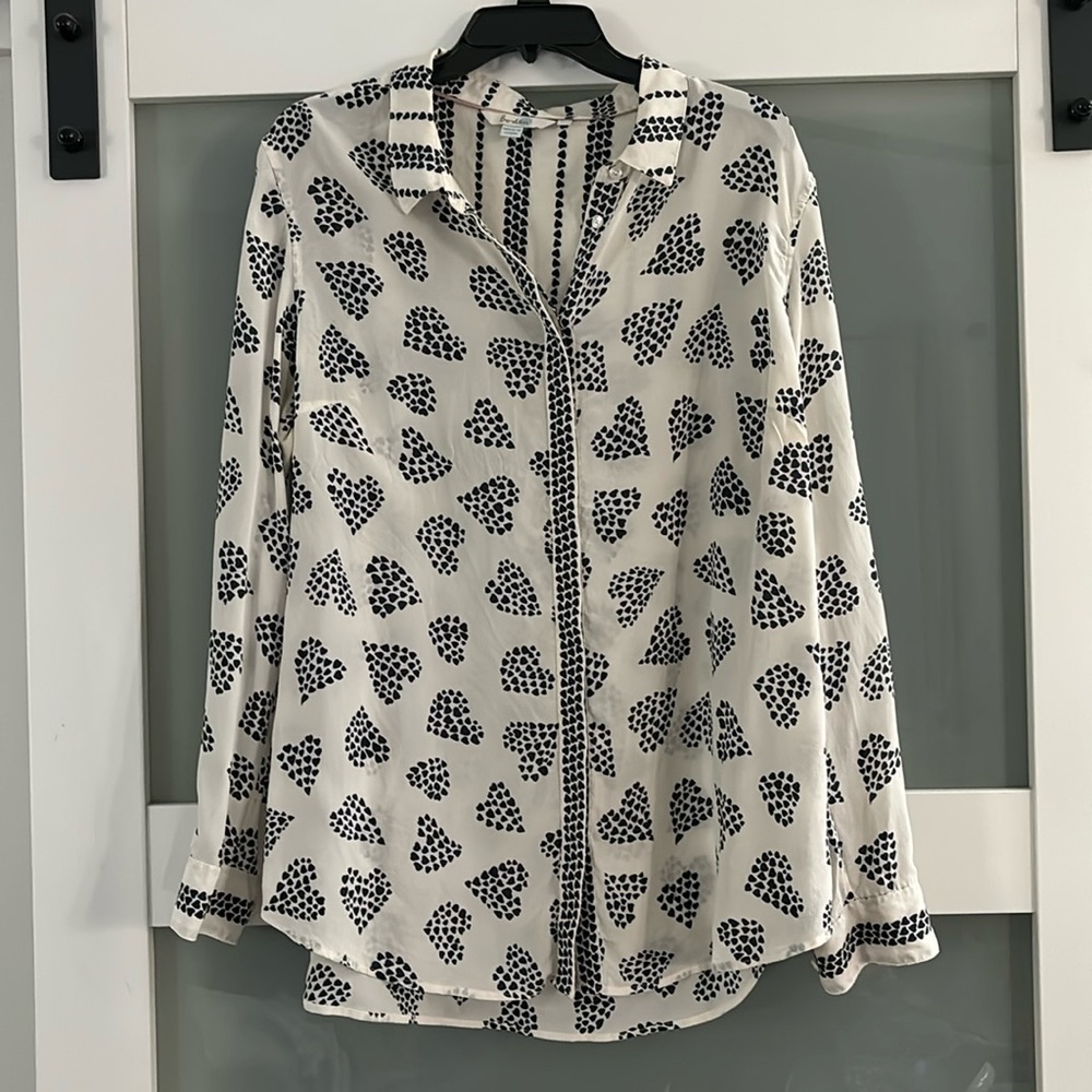 Women 14 Boden WA786 100% Silk Button Blouse Top.